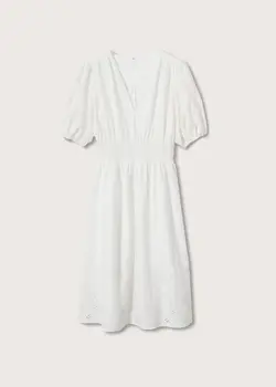 خرید پیراهن نخی میدی زنانه منگو کد 262319 | بانی استایل