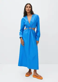 خرید پیراهن نخی بلند زنانه منگو کد 262298 | بانی استایل