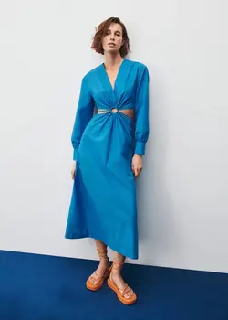 خرید پیراهن نخی بلند زنانه منگو کد 262298 | بانی استایل