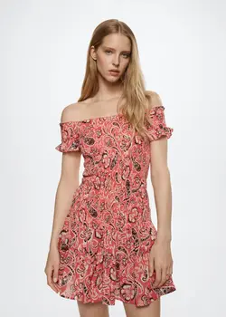 خرید پیراهن نخی طرح دار زنانه منگو کد 261227 | بانی استایل