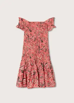 خرید پیراهن نخی طرح دار زنانه منگو کد 261227 | بانی استایل