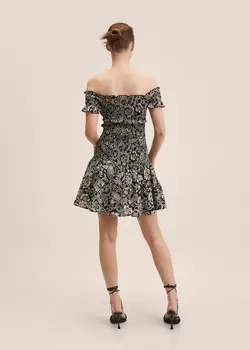 خرید پیراهن نخی طرح دار زنانه منگو کد 261226 | بانی استایل