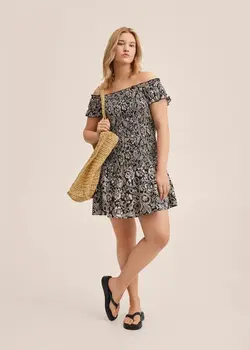 خرید پیراهن نخی طرح دار زنانه منگو کد 261226 | بانی استایل