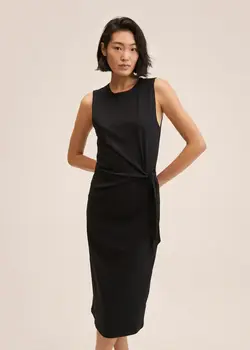 خرید پیراهن نخی میدی زنانه منگو کد 263114 | بانی استایل