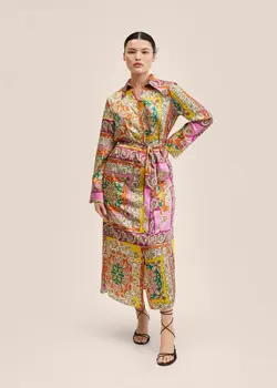 خرید پیراهن طرح دار زنانه منگو کد 263111 | بانی استایل