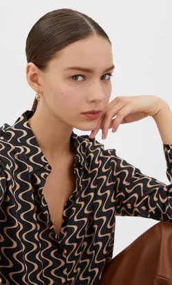 خرید شومیز طرح دار زنانه استرادیواریوس کد 264779 | بانی استایل