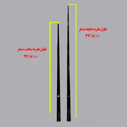 عقربه مشکی خیلی بلند با طول عقربه دقیقه شمار 34.8 و ساعت شمار 27.8