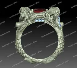 انگشتر نقره پری دریایی طلایی