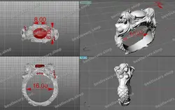 انگشتر نقره پری دریایی طلایی