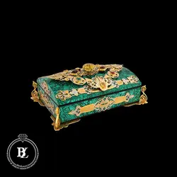 صندوقچه مالاکیت با سنگهای قیمتی