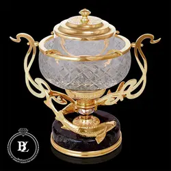 ظرف نقره خاویار با کاسه کریستال