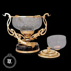 ظرف نقره خاویار با کاسه کریستال