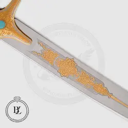شمشیر عربی اصیل نقره با سنگ‌های قیمتی