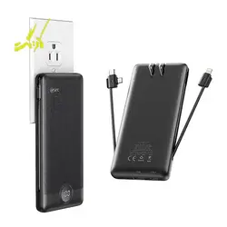 پاوربانک برند ورورک مدل VRURC ۱۰۰۰۰mAh Portable Charger with Built-In Cables and AC Wall Plug