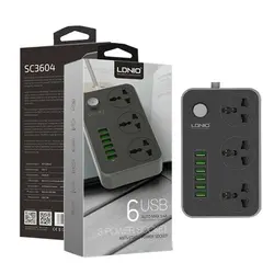 شارژر USB و چندراهی برق الدینیو مدل SC3604 ا LDNIO SC3604 USB Charger And Power Strip