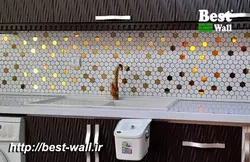 بین کابینتی هگزان سفید دکور طلایی 563
