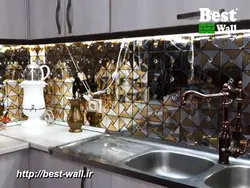 بین کابینتی مثلثی طلایی و نقره ای آینه ای T366