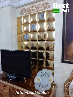 تایل چرمی طلایی آینه ای با سایز بیش از 25 سانتیمتر