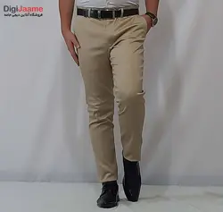 شلوار کتان کش - کرمی کد 3001