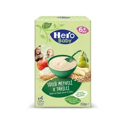 سرلاک هشت غله با گلابی ، موز ، سیب و شیر هرو بیبی Hero Baby حجم 200 گرم