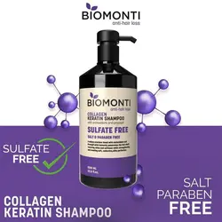 ست دو عددی شامپو و ماسک مو بدون سولفات ضد ریزش و کراتینه بیومونتی Biomonti حاوی کلاژن