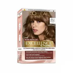 کیت رنگ مو بدون آمونیاک لورآل سری Excellence Creme شماره ۶U پایه رنگ خرمایی تیره نود