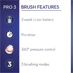 مسواک برقی اورال بی مدل PRO3 3500 رنگ سفید به همراه باکس مسافرتی