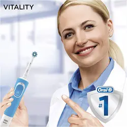 مسواک برقی اورال بی مدل Cross Action Vitality 170 رنگ آبی+2عدد سری مسواک