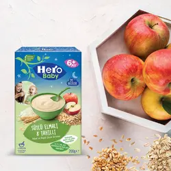 سرلاک هشت غله با سیب و شیر مخصوص شب هرو بیبی Hero Baby حجم 200 گرم