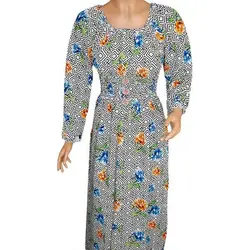 پیراهن ساحلی بلند آستین دار لوزی گل