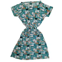 پیراهن زنانه نخی کوتاه کارت پستال