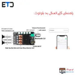 ماژول آمپلی فایر HIFI استریو 200 وات TPA3116 کلاس D دارای بلوتوث داخلی