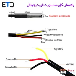 سنسور دما DS18B20 ضد آب با کابل