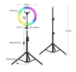 رینگ لایت حرفه ای RGB مدل MJ33 رنگی