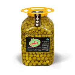 زیتون بی هسته ۵۵۰۰گرمی سوپر ویژه دلفین باطعم سبزیجات و کم نمک