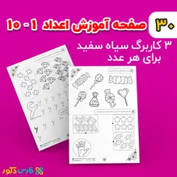 کاربرگ لوحه نویسی اعداد (پیش دبستانی)