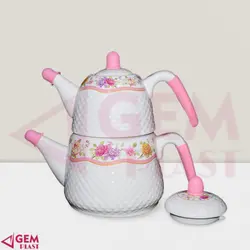 کتری قوری سرامیکی گلدار