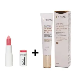 کرم دور چشم کانسیلر  SPF 25 پریم+رژ لب رنگ های نودمدلViolet MATT