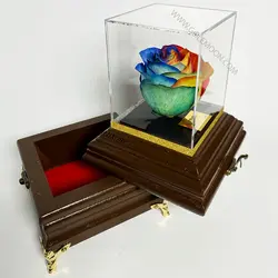 باکس گل رز جاودان رنگارنگ هدیه و جواهر