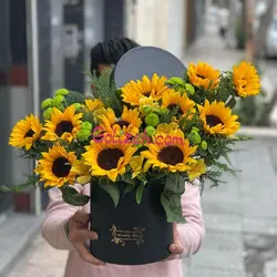 باکس گل آفتابگردان 15شاخه