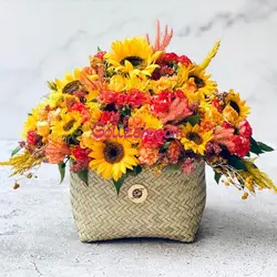 سبد گل حصیری آفتاب