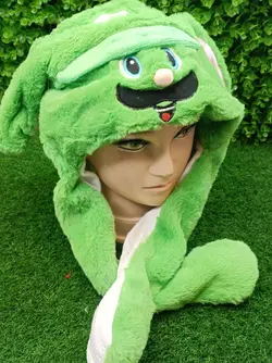 کلاه پمپی با گوش متحرک پمپی مدل سوپرماریو سبز رنگ