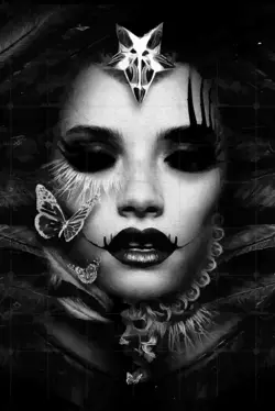 تابلو عکس نقاشی دیجیتال سیاه و سفید پورتره زن