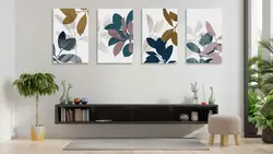 تابلو عکس دکوری مینیمال 4 تکه برگ