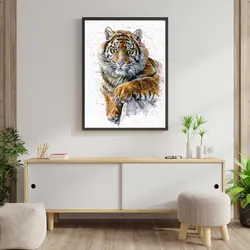 تابلو عکس نقاشی چهره ببر