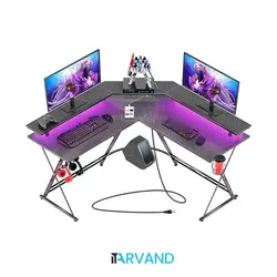 میز گیمینگ 50.4 اینچی Chulovs با نوار LED و پریز برق - فروشگاه اینترنتی آی تی اروند