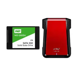 هارد اینترنال وسترن دیجیتال WD Green SATA 1TB + هارد باکس ای دیتا مدل EX500 - آی تی مال