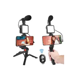 هولدرسلفی با چراغ و میکروفن AY-49 video making kit