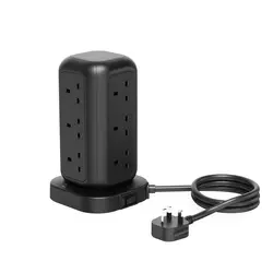 چند راهی برق و شارژر پاورولوژی Powerology 12 Socket Multi-Port Tower Hub PWCUQC013 دارای 4 پورت