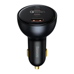 شارژر فندکی فست شارژ بیسوس Baseus QC5.0 C+C+U Car Charger TZCCZM-0G توان 160 وات همراه با کابل